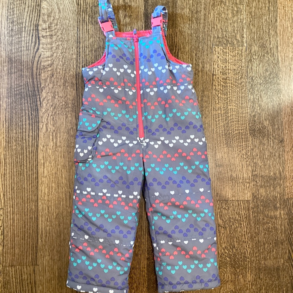 London Fog Kids Overalls - Gray with Multicolor Hearts